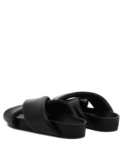 Shop Jil Sander Padded Leather Sandals In Black  