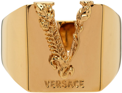 Shop Versace Gold Barocco V Ring In 3j000 Gold