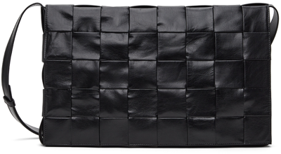 Shop Bottega Veneta Black Cassette Messenger Bag In 8803-black-silver
