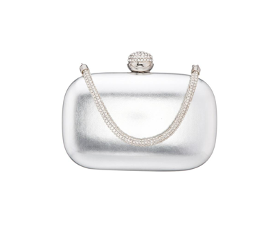 Shop Nina Women's Crystal Handle Minaudiere In Silver
