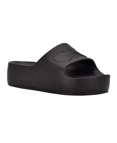 Shop Calvin Klein Women's Holly Logo Platform Slide Sandals In Black