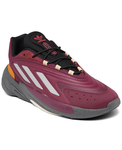 Shop Adidas Originals Adidas Men's Ozelia Casual Sneakers From Finish Line In Victory Crimson/gray