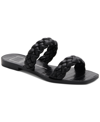 Shop Dolce Vita Women's Indy Braided Double Band Slide Flat Sandals Women's Shoes In Black