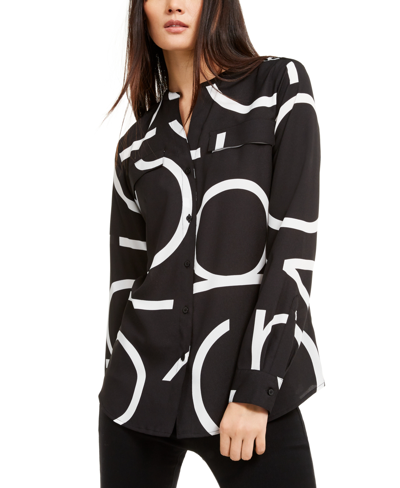 Shop Calvin Klein Plus Size Logo-print Shirt In Black White Grafti