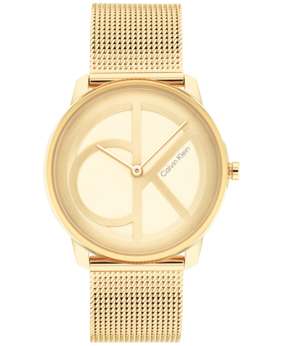 Shop Calvin Klein Gold-tone Mesh Bracelet Watch 35mm