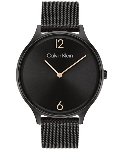 Shop Calvin Klein Black Stainless Steel Mesh Bracelet Watch 38mm