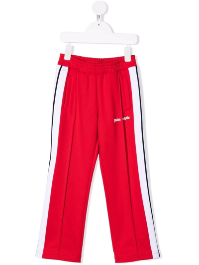 Shop Palm Angels Logo-print Cotton Track Pants In Red