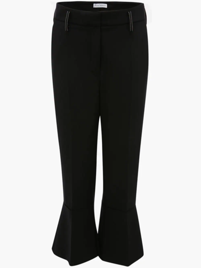Shop Jw Anderson Cropped Slim Flare Trousers In Black