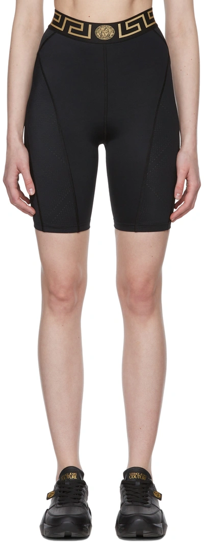 Shop Versace Black Greca Border Bike Shorts In 1b000 Black