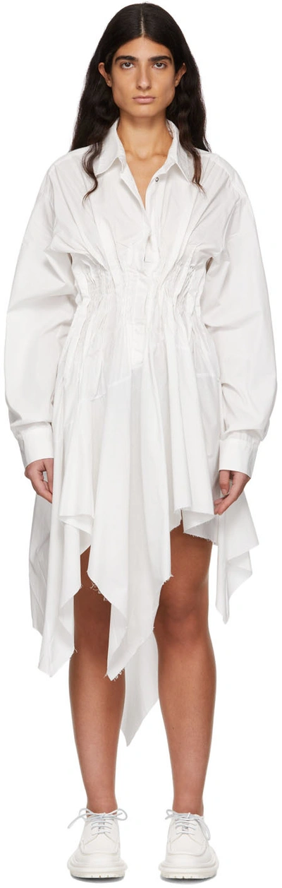 Shop Marques' Almeida White Cinched Pleated Dress