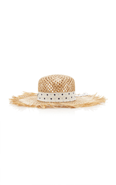 Shop Miu Miu Frayed Straw Sun Hat In Neutral