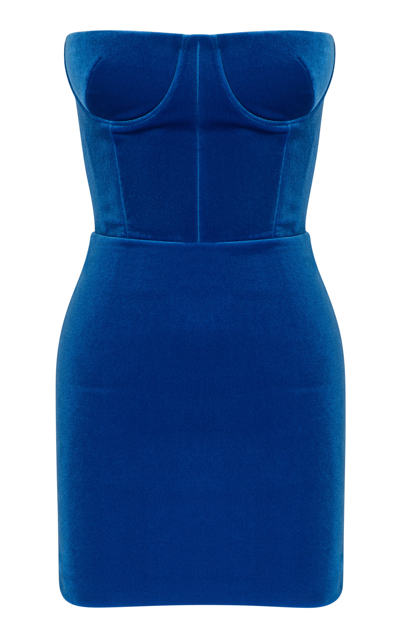 Shop Alex Perry Women's Roberts Bustier Velvet Mini Dress In Blue