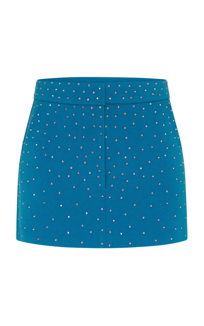 Shop Alex Perry Women's Carling Crystal Stretch Crepe Mini Skirt In Blue