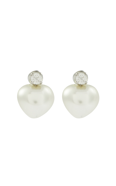 Shop Simone Rocha Women's Pearl Heart Earrings In Neutral