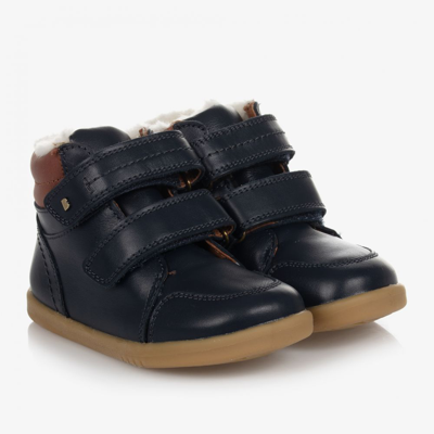Shop Bobux Iwalk Navy Blue Leather Boots