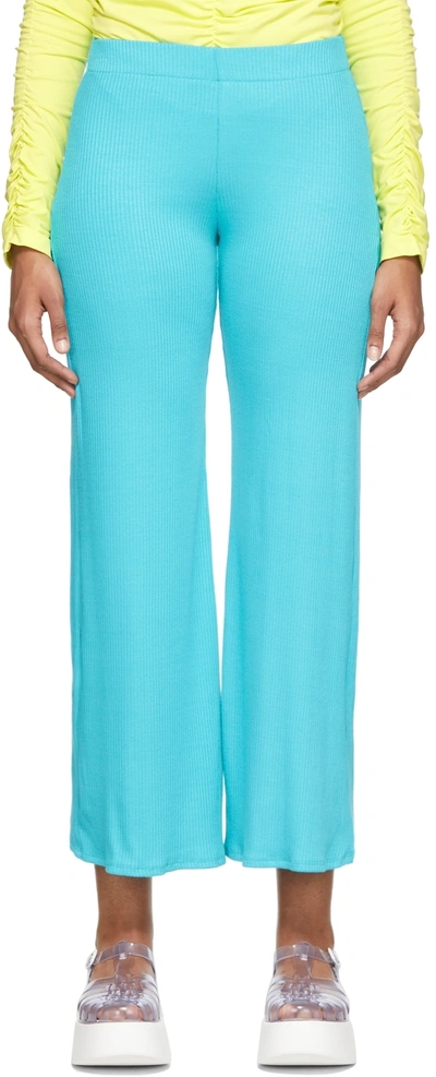 Simon Miller Blue Wide Long Fine Rib Marek Lounge Pants In Ocean