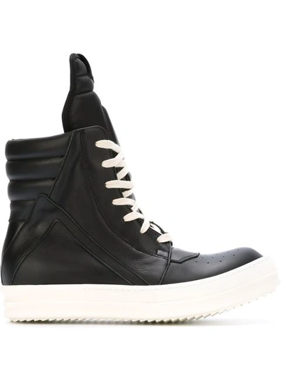 Rick Owens Geobasket Leather High-top Sneakers In Black