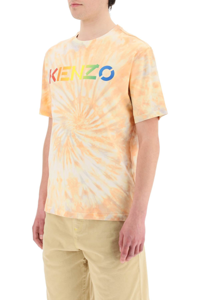 Shop Kenzo Tie-dye T-shirt With Rainbow Logo In Mixed Colours