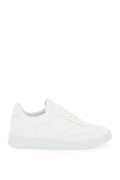 Shop Mm6 Maison Margiela Faux Leather Low-top Sneakers In White