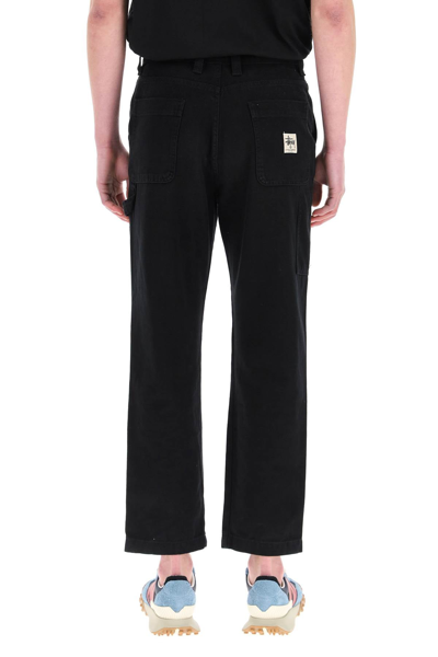 Shop Stussy Cotton Canvas Trousers In Black