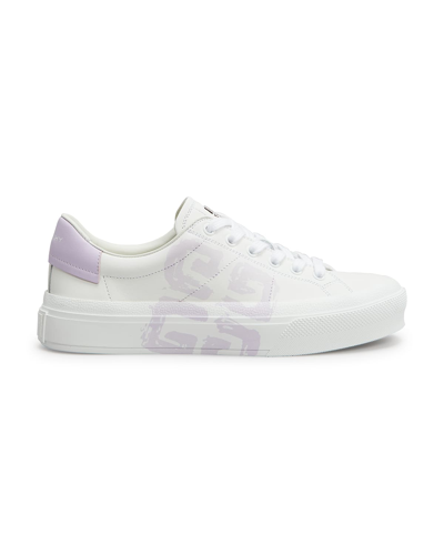 Shop Givenchy X Josh Smith City 4g Court Sneakers In Whitelilac