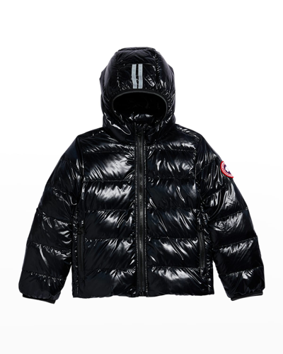 Shop Canada Goose Kid's Crofton Striped Logo Quilted Jacket In Black - Noir