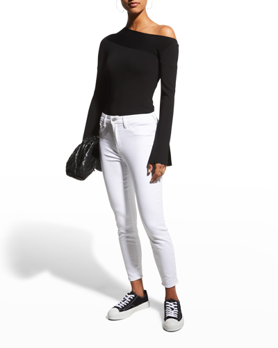 Shop L Agence Margot High-rise Skinny Ankle Jeans In Blanc