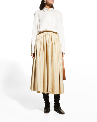Shop The Row Sunset Pleated Maxi Skirt In Oatmeal