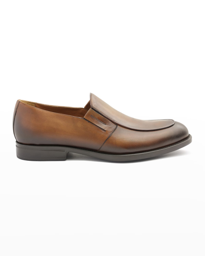 Shop Bruno Magli Men's Barberino Burnished Leather Loafers In Cognac