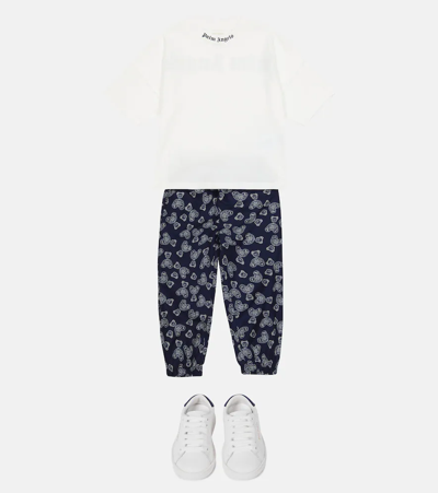 Palm Angels Printed Sweatpants In Navy Blue