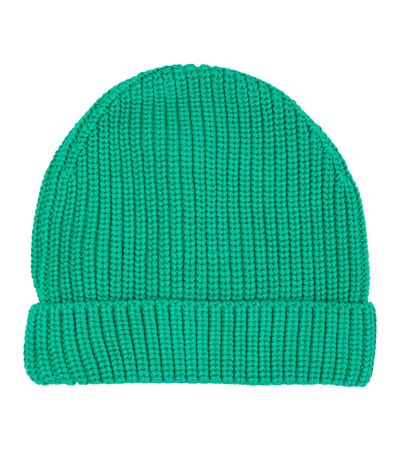 Shop Off-white Embroidered Cotton Beanie In Green White