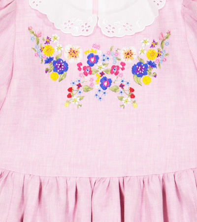 Paade Mode Embroidered Linen Dress In Forgetmenot Pink