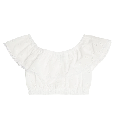 Shop Paade Mode Broderie Anglaise Cotton Top In Butterfly White