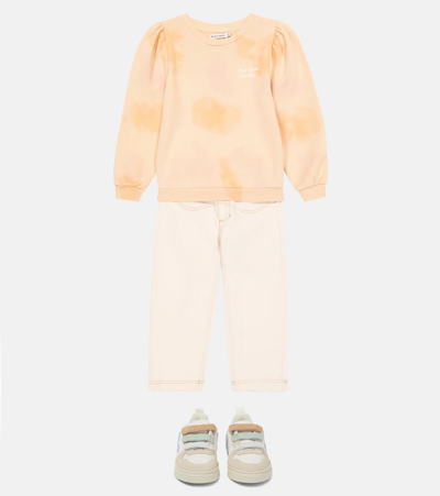 The New Society Hugo Tie-dye Cotton Fleece Sweater In Apricot Batik