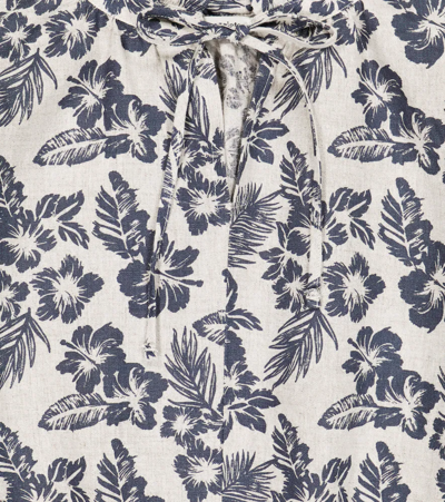 The New Society Olivia Floral Linen And Cotton Blouse In Hibiscus Girl