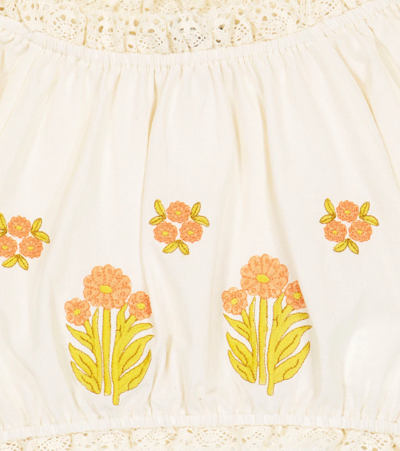 The New Society Ivory Tank Top For Girl With Flowers In Vanilla