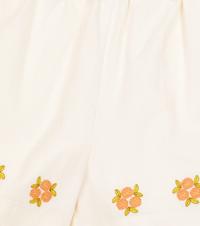 The New Society Clementine Embroidered Floral Cotton Shorts In Vanilla