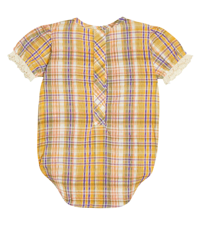 The New Society Baby Andrea Checked Cotton-blend Bodysuit In Multicolor Check