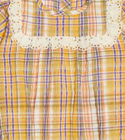 The New Society Baby Andrea Checked Cotton-blend Bodysuit In Multicolor Check