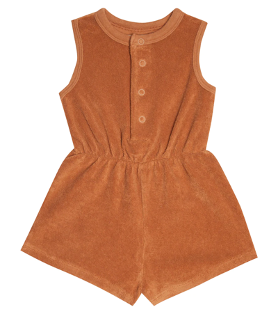 The New Society Baby Francis Cotton Terry Romper In Sunburn