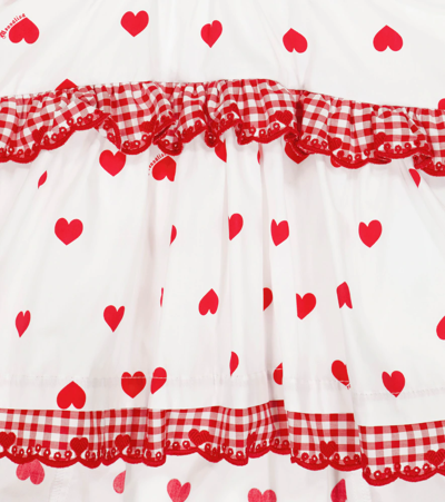 Monnalisa Ruffled Printed Cotton Poplin Skirt In Panna+rosso