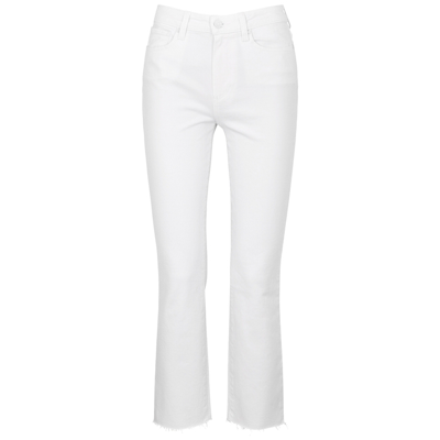 Shop Paige Cindy White Cropped Straight-leg Jeans