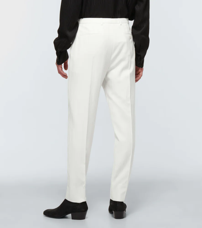 Shop Saint Laurent Wool Tailored Pants In Craie