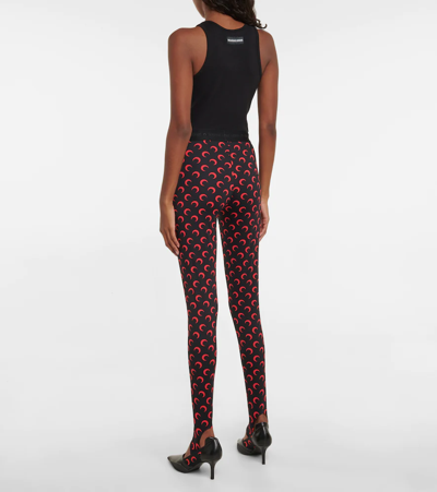 Shop Marine Serre Printed Stretch-jersey Leggings In All Over Moon Red