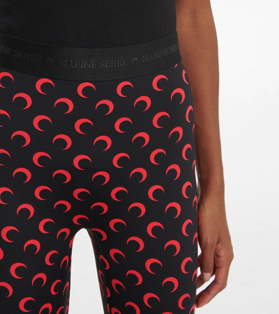 Shop Marine Serre Printed Stretch-jersey Leggings In All Over Moon Red