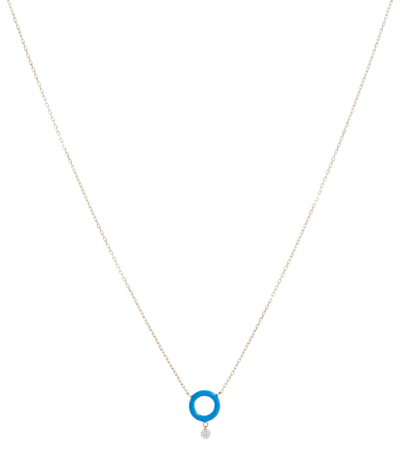 Shop Persée 18kt Gold Chain Necklace With White Diamond In Yellow Gold/blue