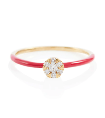 Shop Persée 18kt Gold Ring With Diamonds In Yellow Gold/pink