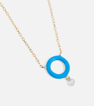 Persée 18kt Gold Chain Necklace With White Diamond In Yellow Gold/blue