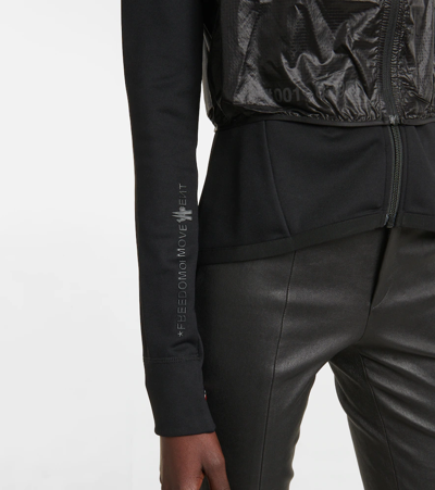 Shop Moncler Technical Jersey Zip-up Hoodie In Black
