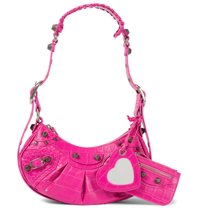 Shop Balenciaga Le Cagole Xs Leather Shoulder Bag In Lipstick Pink